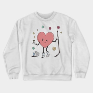 Retro Hockey Heart Shirt, Hockey Valentines Day Gift Crewneck Sweatshirt